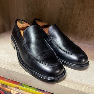 Brooks Brothers Men Black Leather Slip-on Loafer Size 9D SHOE TREES NOT INCLUDED